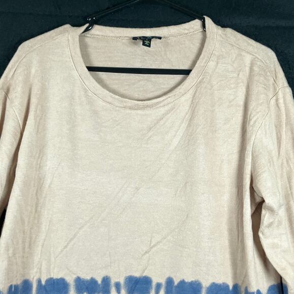 Jessica Simpson Womens Shirt Tan Side Split Scoop Neck Long Sleeved Stretch L - Picture 2 of 12